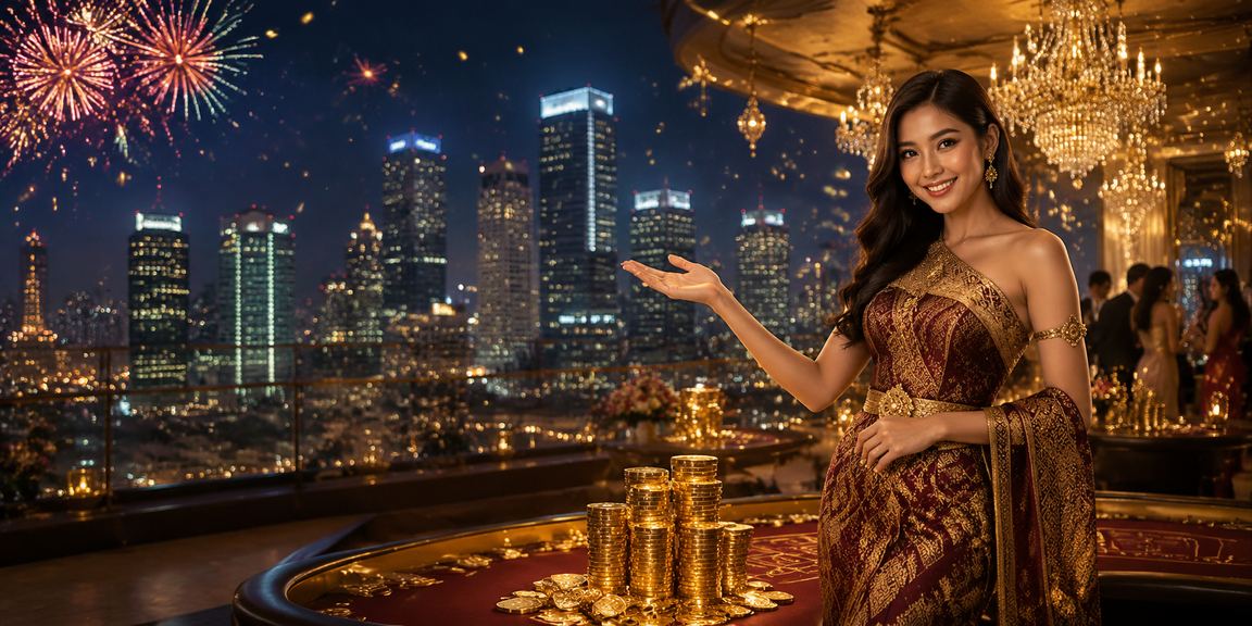 Suasana VIP kasino festival dengan pencahayaan mewah dan nuansa perayaan yang meriah