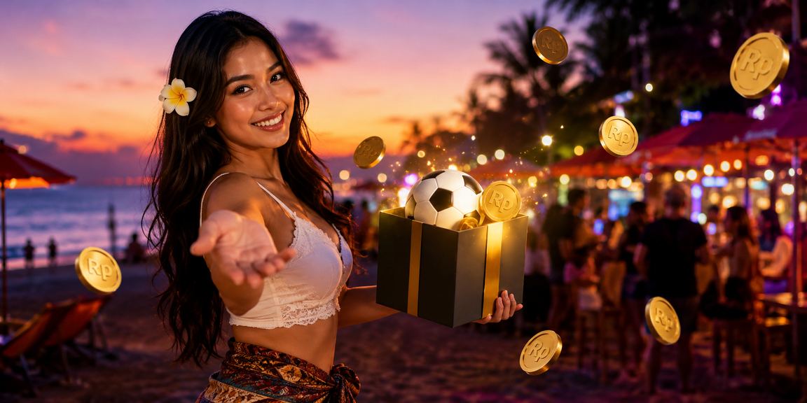 Penonton seru menyaksikan pertandingan sepak bola sambil menikmati taruhan online di pantai